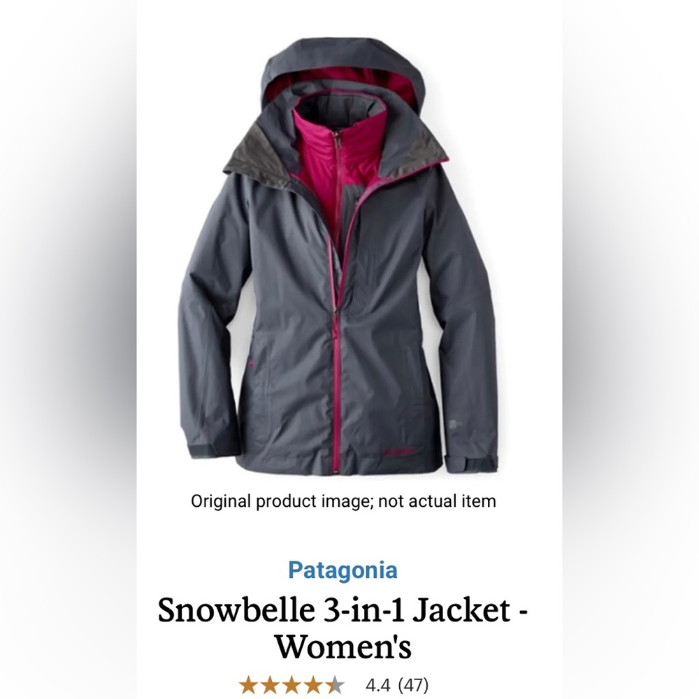 Patagonia Snowbelle 3 in 1 ski jacket - women’s M - smolder blue and raspberry